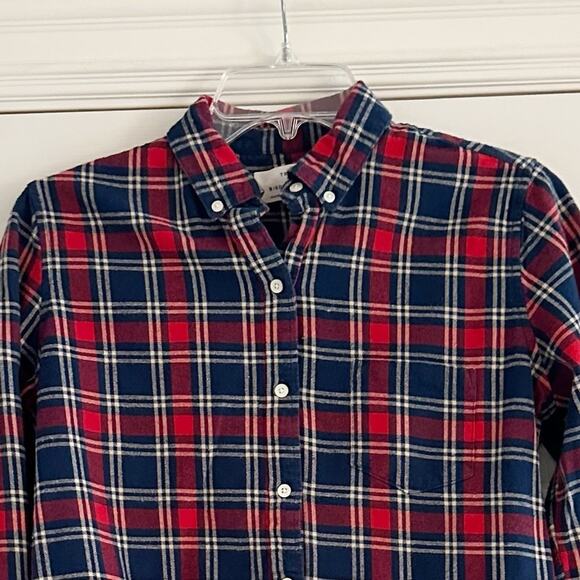 Trovata Birds of Paradis Button Down Shirt Blouse Plaid Small Long Sleeve - Picture 8 of 11